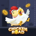 Chicken Road Slot mit fliegendem Huhn und Münzen auf Hitnspin Casino