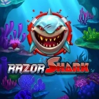 Hitnspin Casino Razor Shark Slot mit Haifischlogo und Korallenriff